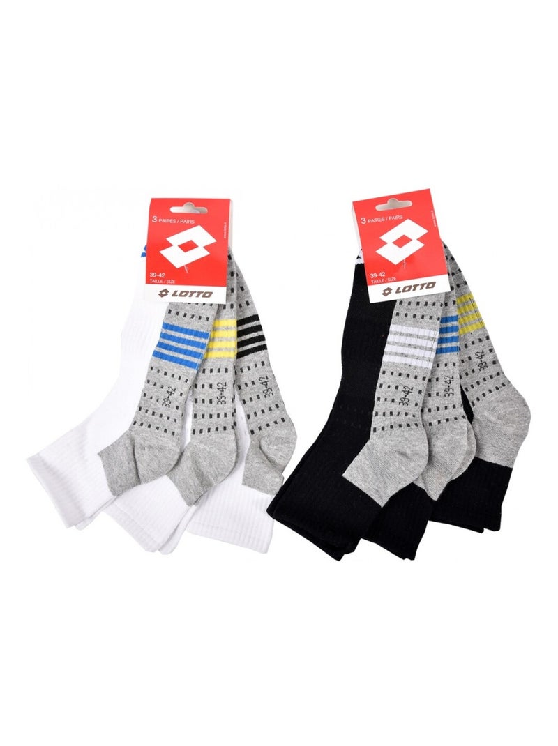 Chaussettes Homme LOTTO - Pack de 6 Blanc Multicolore Noir - Kiabi