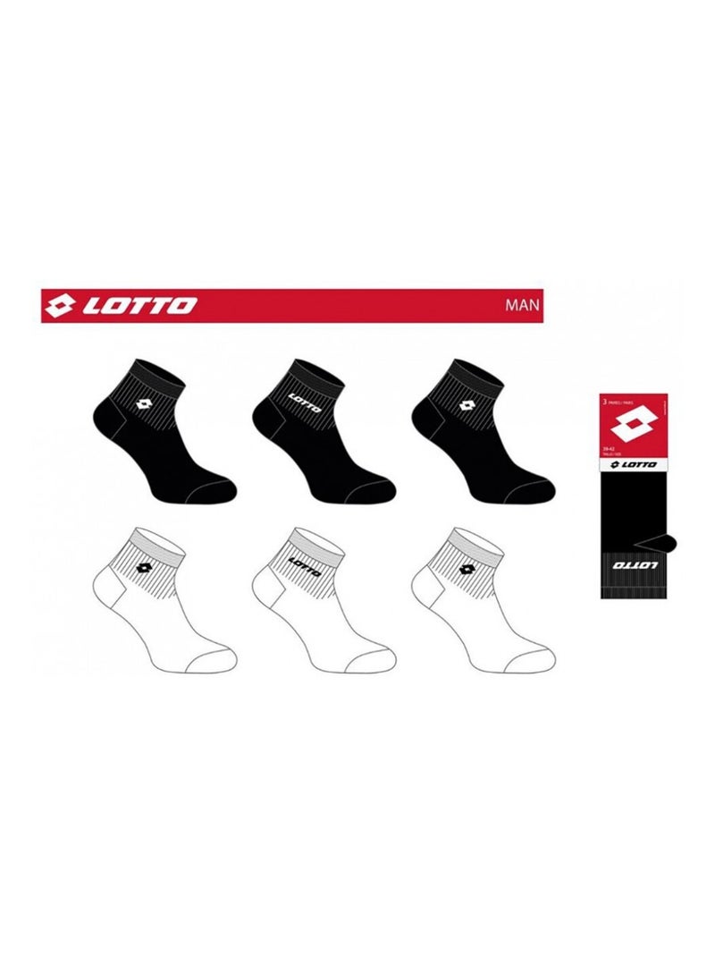 Chaussettes Homme LOTTO - Pack de 6 Blanc Noir - Kiabi