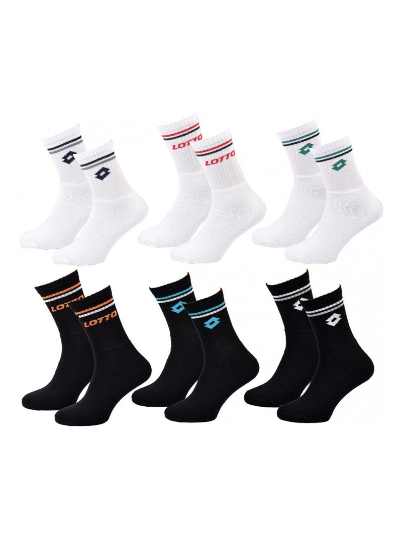 Chaussettes Homme LOTTO - Pack de 6 Blanc Noir - Kiabi