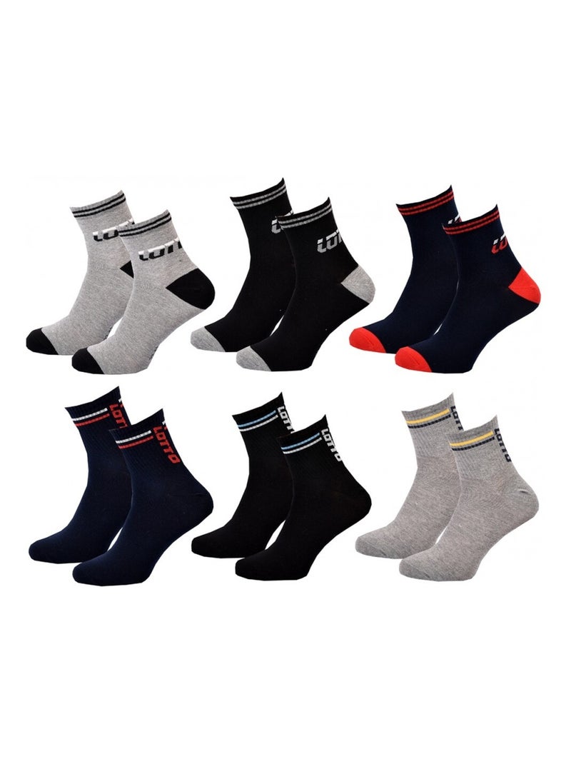 Chaussettes Homme LOTTO - Pack de 6 Gris Bleu marine Noir - Kiabi