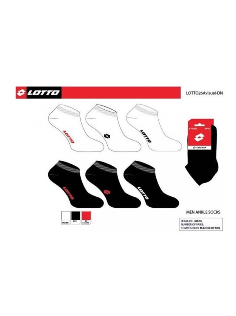 Chaussettes Homme LOTTO - Pack de 6 Noir Blanc - Kiabi