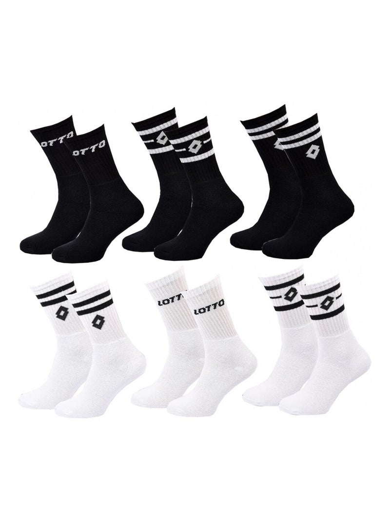 Chaussettes Homme LOTTO - Pack de 6 Noir Blanc - Kiabi