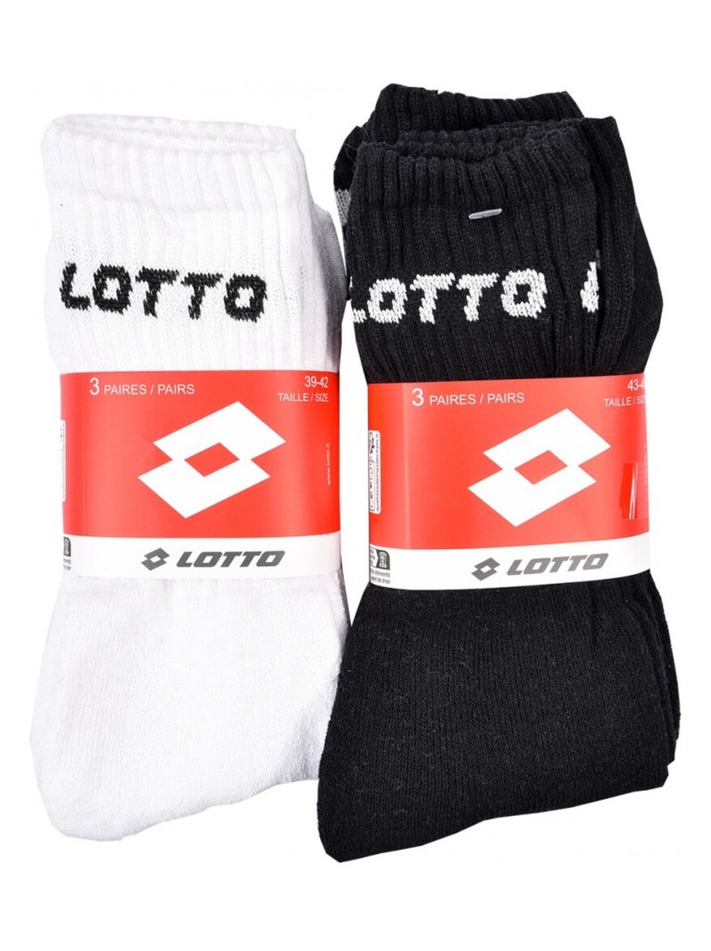 Chaussettes Homme LOTTO - Pack de 6 Noir Blanc - Kiabi