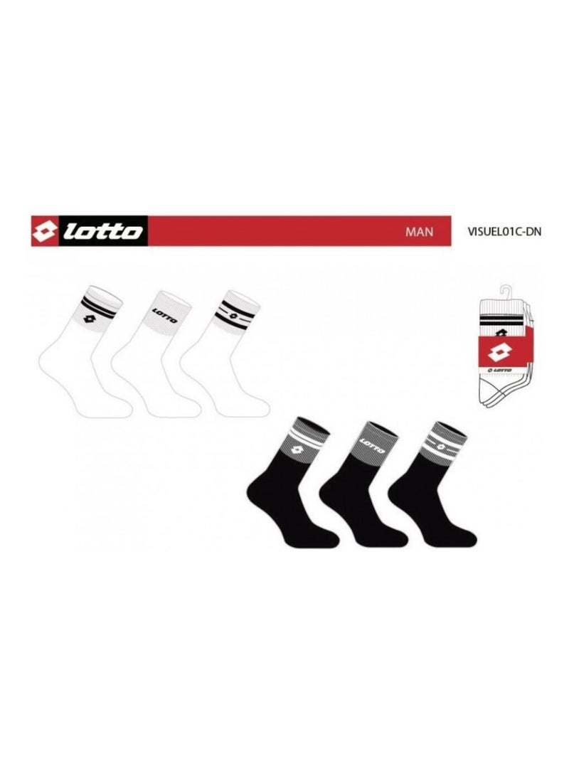 Chaussettes Homme LOTTO - Pack de 6 Noir Blanc - Kiabi