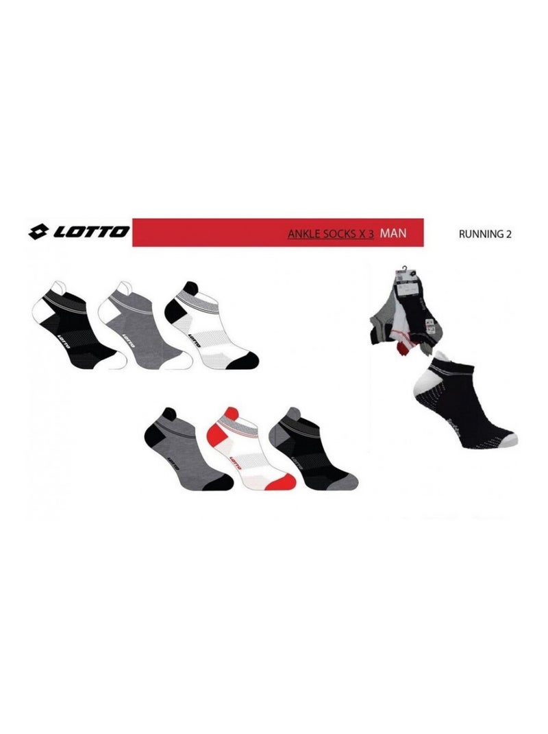 Chaussettes Homme LOTTO - Pack de 6 Noir Blanc Gris Rouge - Kiabi