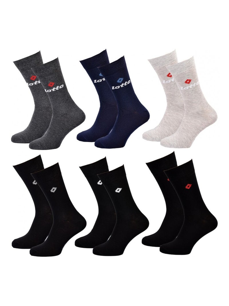 Chaussettes Homme LOTTO - Pack de 6 Noir Gris anthracite Bleu - Kiabi