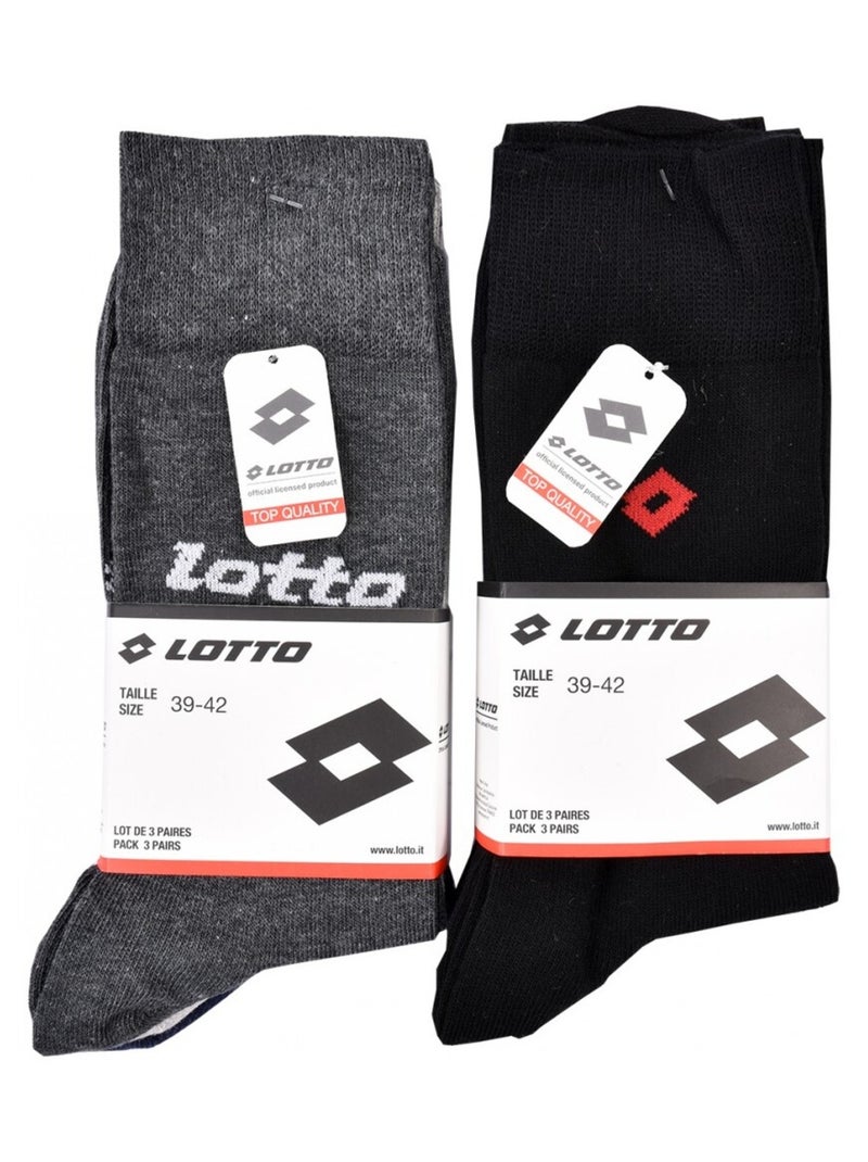 Chaussettes Homme LOTTO - Pack de 6 Noir Gris anthracite Bleu - Kiabi