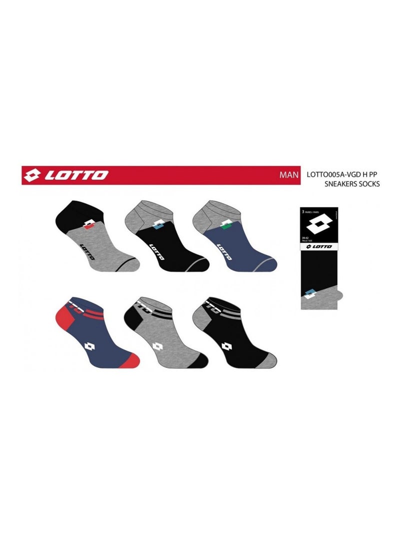 Chaussettes Homme LOTTO - Pack de 6 Noir Gris anthracite - Kiabi