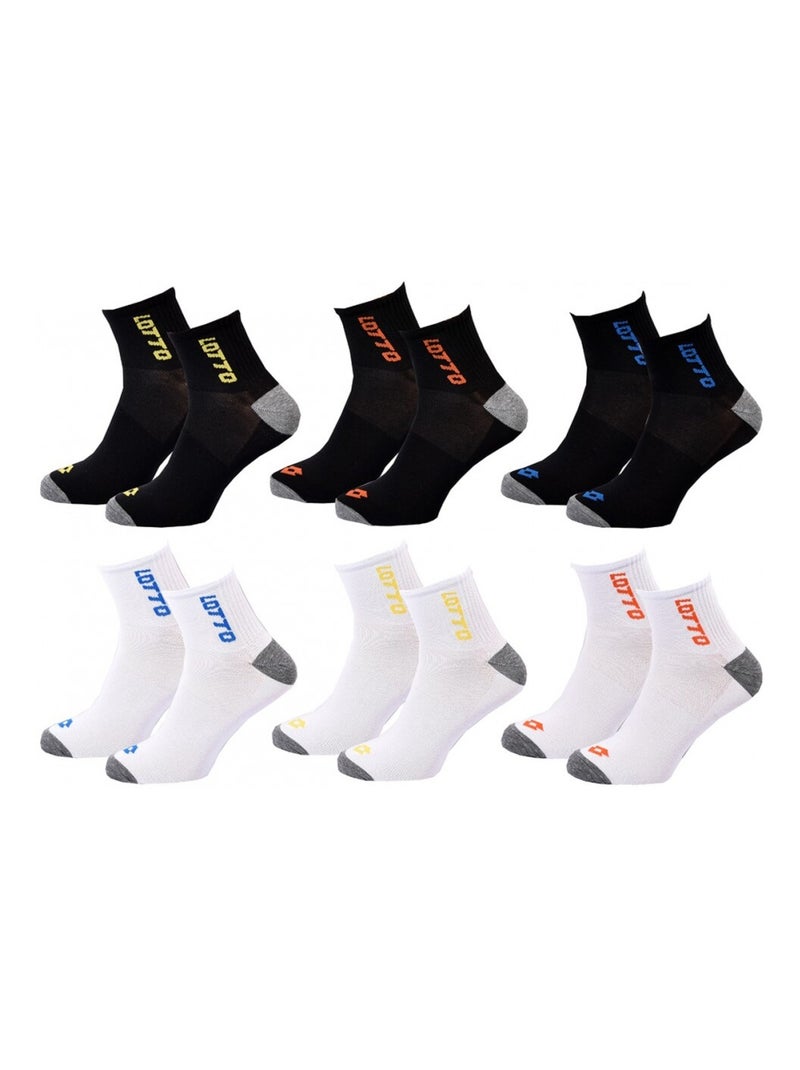 Chaussettes Homme LOTTO - Pack de 6 Noir Multicolore Blanc - Kiabi