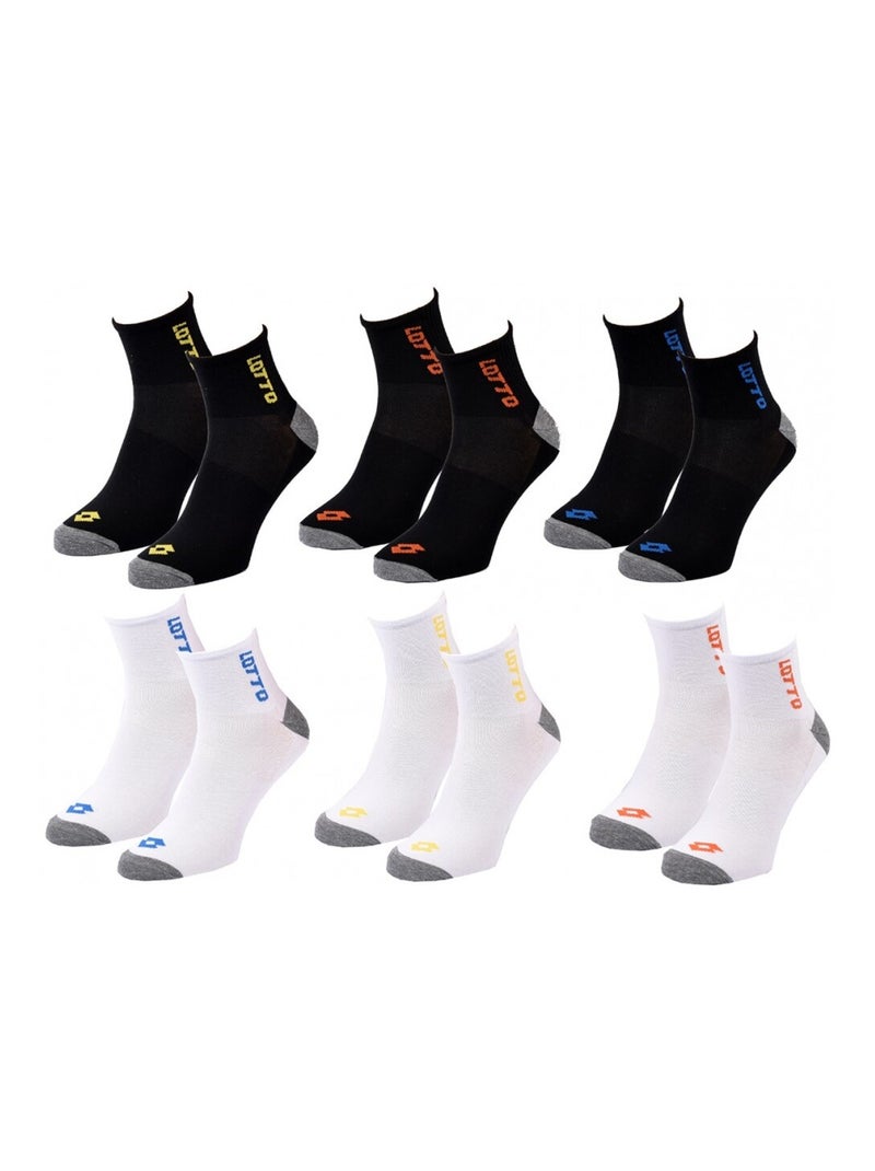 Chaussettes Homme LOTTO - Pack de 6 Noir Multicolore Blanc - Kiabi