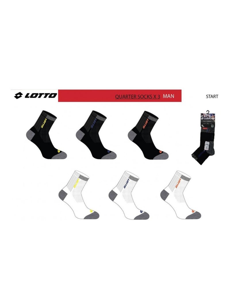 Chaussettes Homme LOTTO - Pack de 6 Noir Multicolore Blanc - Kiabi
