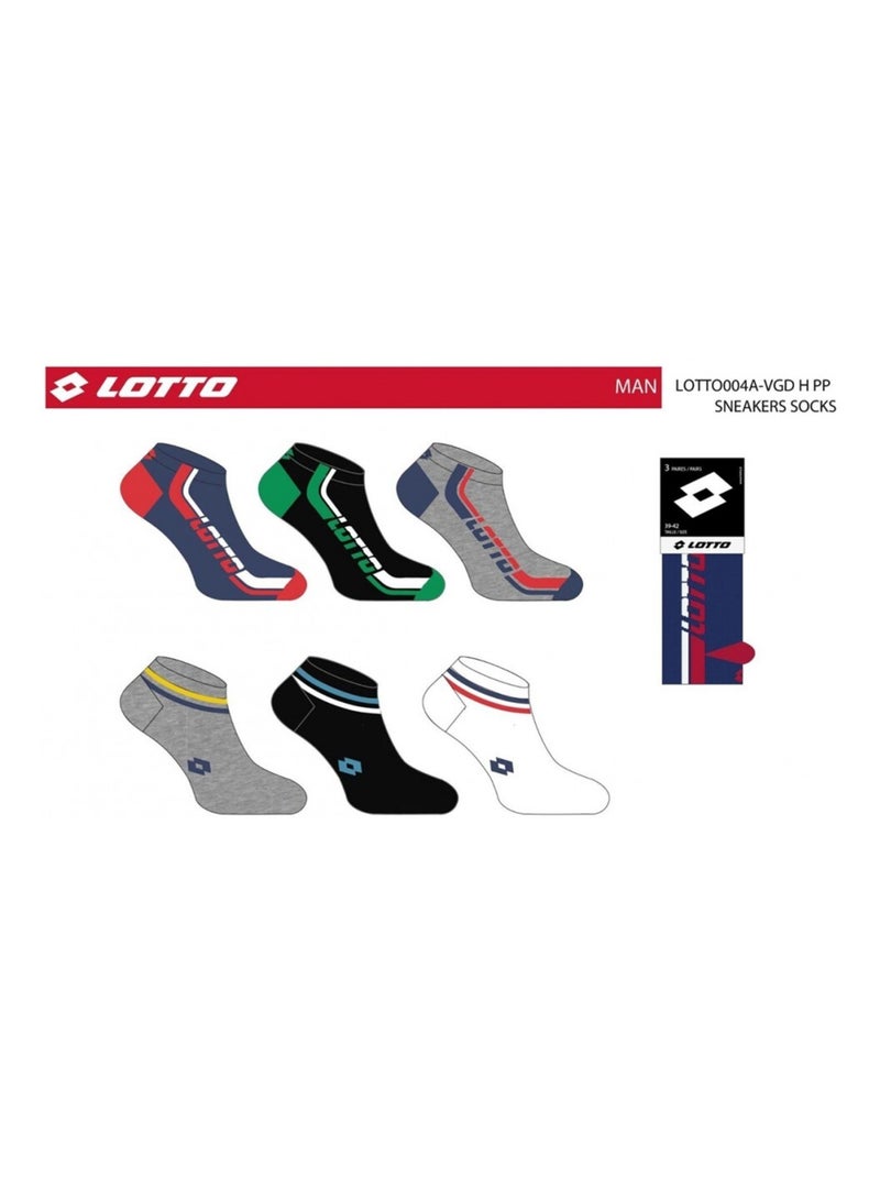 Chaussettes Homme LOTTO - Pack de 6 Noir Multicolore Gris - Kiabi