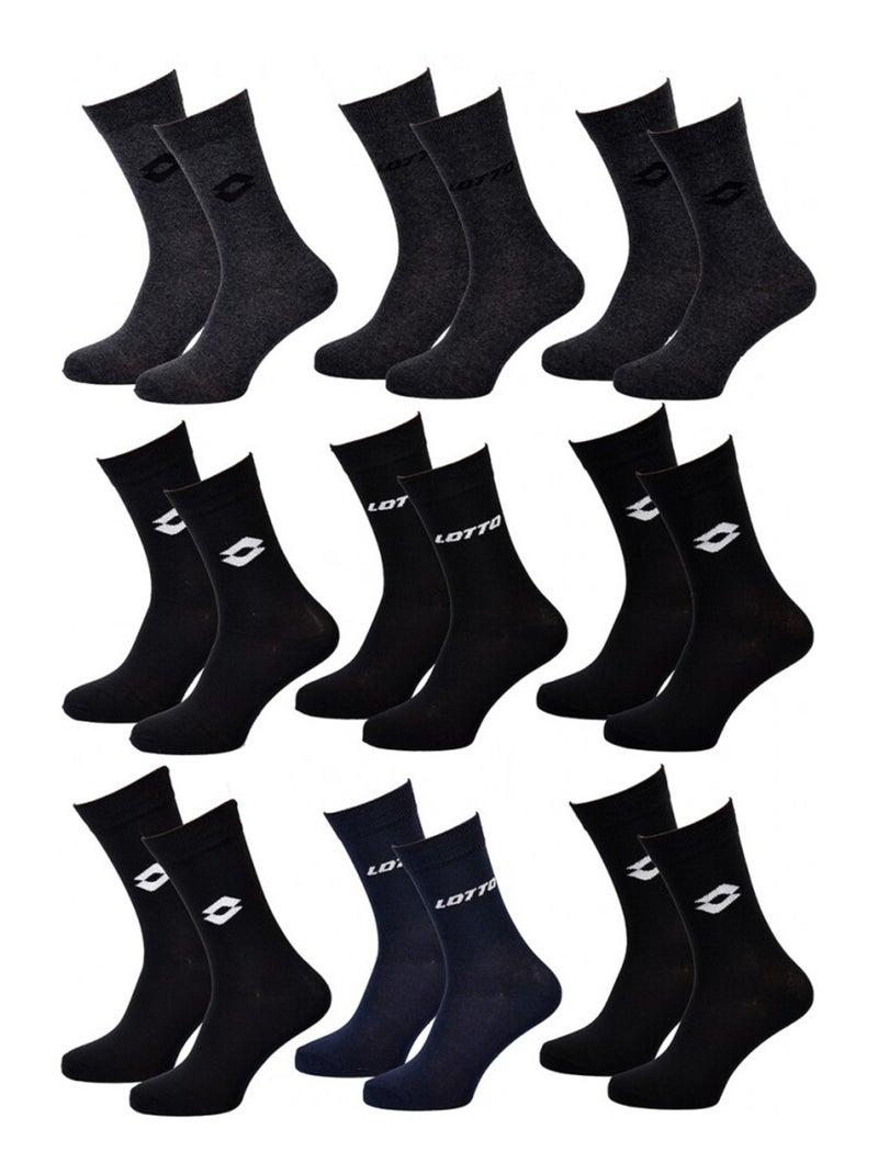 Chaussettes Homme LOTTO - Pack de 9 Noir Gris anthracite Bleu - Kiabi