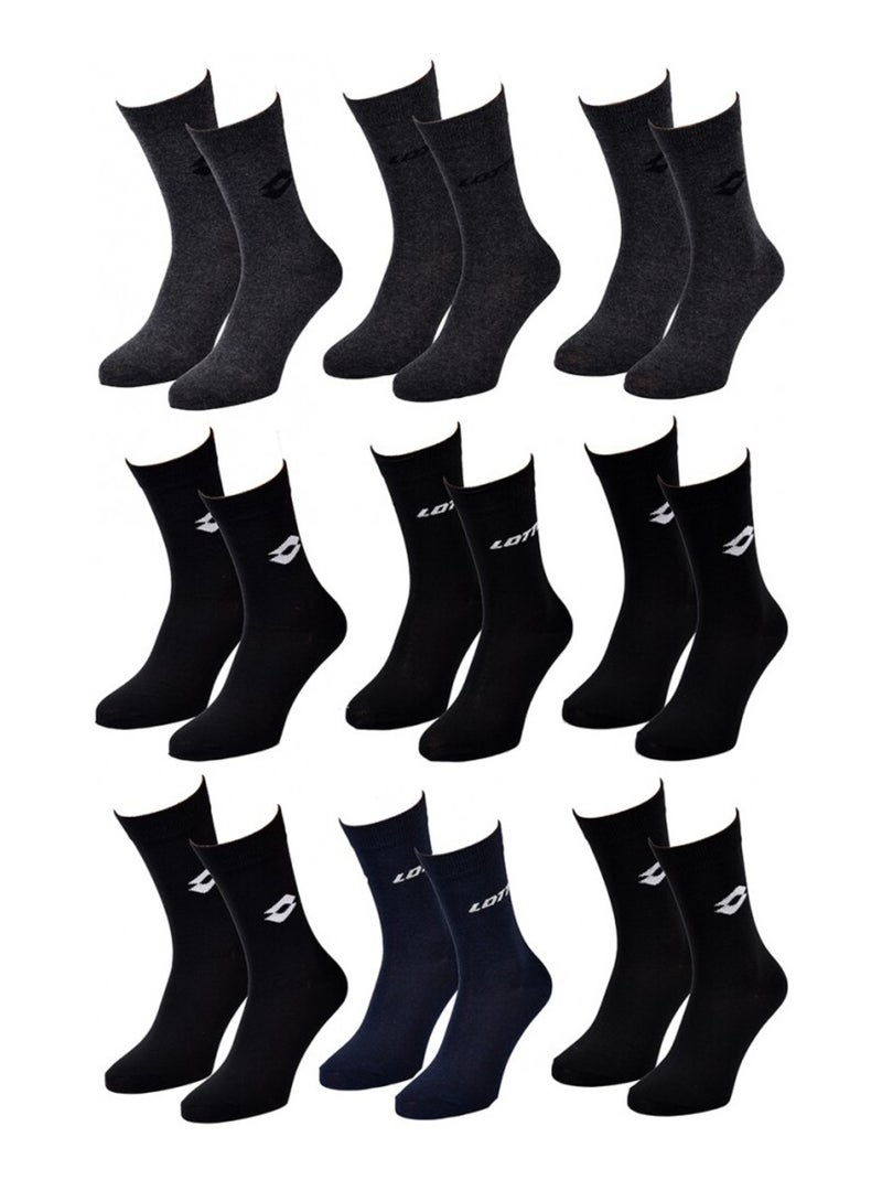 Chaussettes Homme LOTTO - Pack de 9 Noir Gris anthracite Bleu - Kiabi