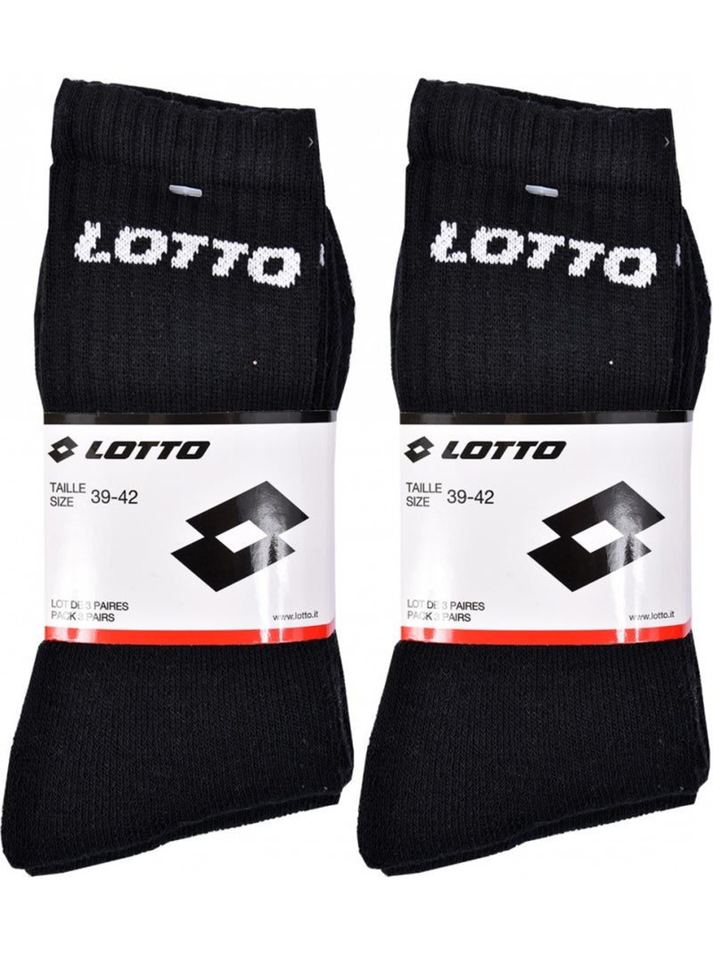 Chaussettes homme LOTTO TENNIS - Pack de 6 Noir - Kiabi