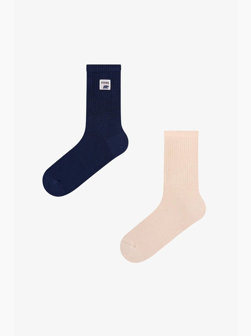 Chaussettes homme mi-mollet à motif slogan dual shade, lot de 2 penti Bleu Beige - Kiabi
