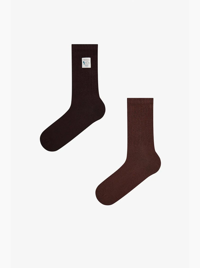 Chaussettes homme mi-mollet à slogan contrasté, paire penti Marron chocolat - Kiabi
