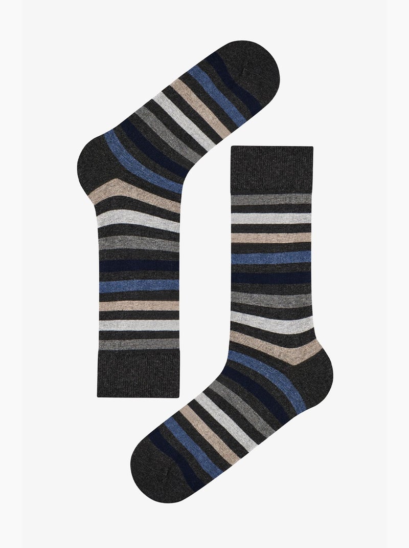 Chaussettes homme modern layer à rayures, paire penti Gris foncé - Kiabi