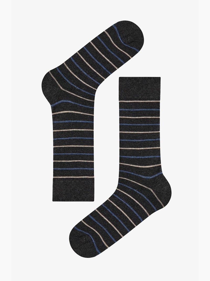 Chaussettes homme modern layer à rayures, paire penti Gris foncé - Kiabi