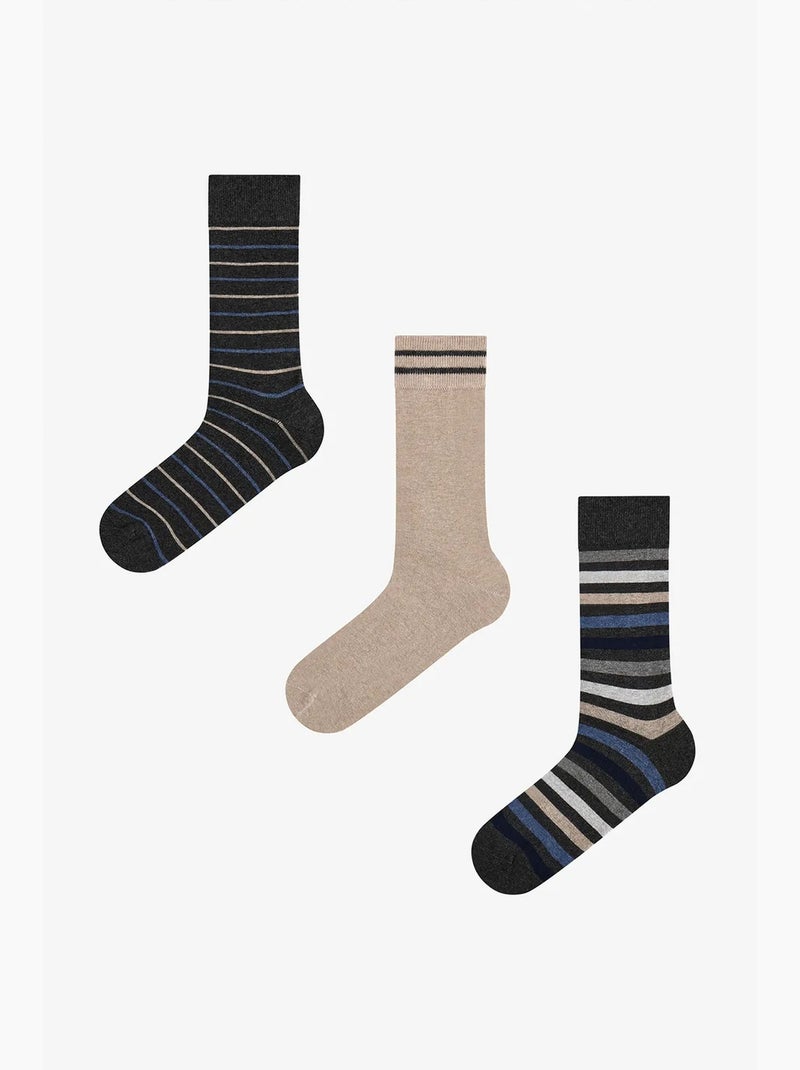 Chaussettes homme modern layer à rayures, paire penti Gris foncé - Kiabi