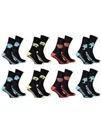Chaussettes homme MONSIEUR MADAME en Coton -Assortiment modèles photos selon arrivages- - Pack de 8