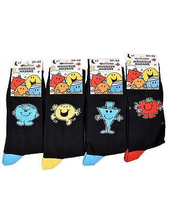 Chaussettes homme MONSIEUR MADAME en Coton -Assortiment modèles photos selon arrivages- - Pack de 8