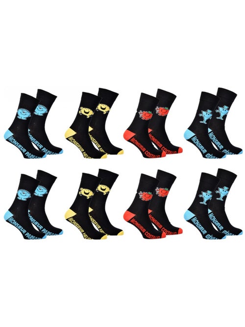 Chaussettes homme MONSIEUR MADAME en Coton -Assortiment modèles photos selon arrivages- - Pack de 8 - Kiabi