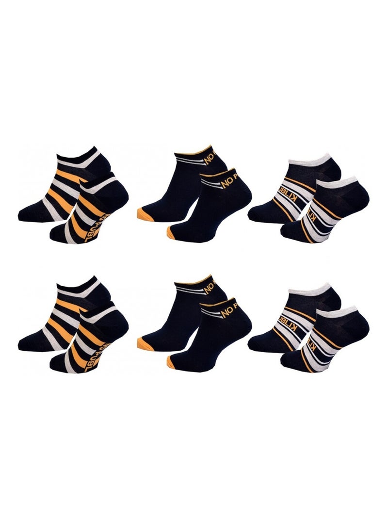 Chaussettes Homme NO PUBLIK - Pack de 6 Bleu Jaune Blanc - Kiabi