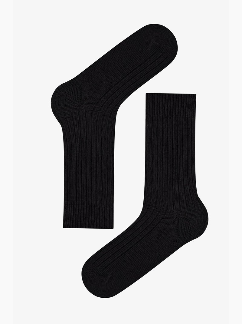 Chaussettes homme pine en maille coton, paire penti Gris Noir - Kiabi