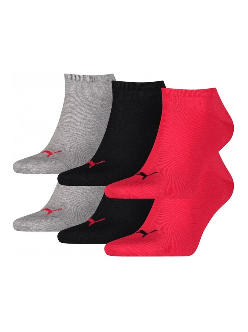 Chaussettes homme PUMA SNEAKER - Pack de 3 Gris Rouge Noir - Kiabi