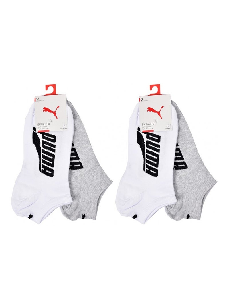 Chaussettes homme PUMA SNEAKER - Pack de 4 Blanc Gris clair - Kiabi