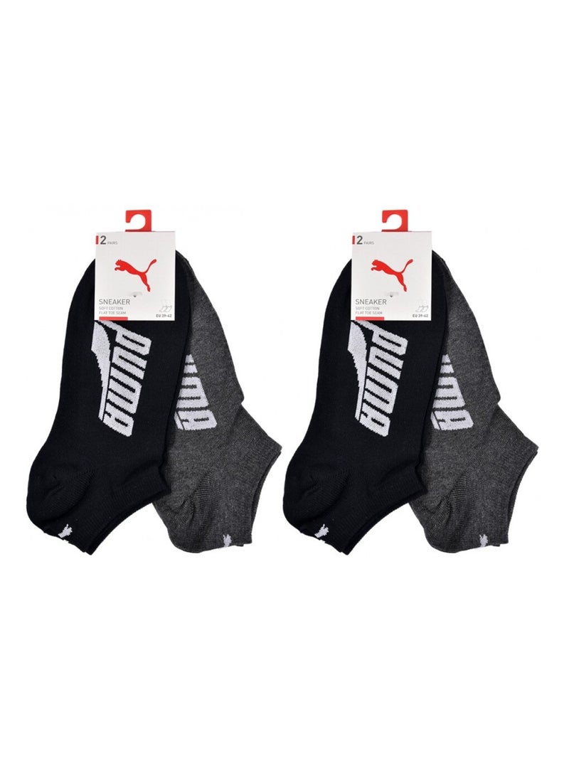 Chaussettes homme PUMA SNEAKER - Pack de 4 Noir Gris - Kiabi