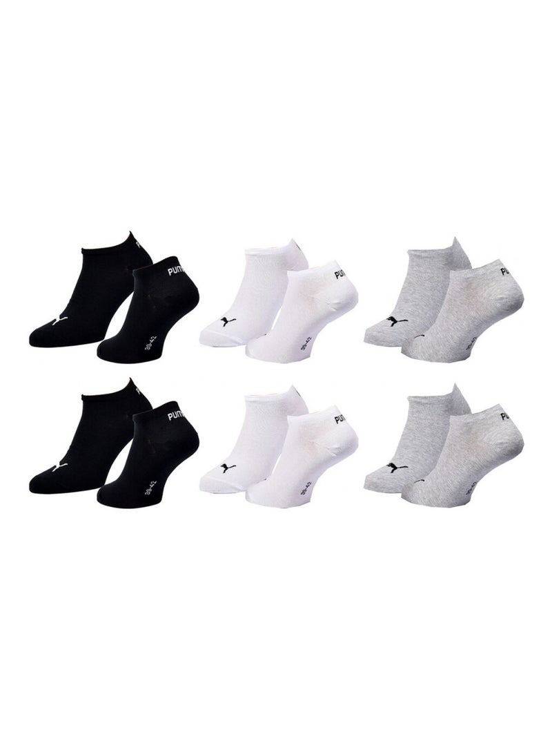 Chaussettes homme PUMA SNEAKER - Pack de 6 Noir Blanc Gris - Kiabi
