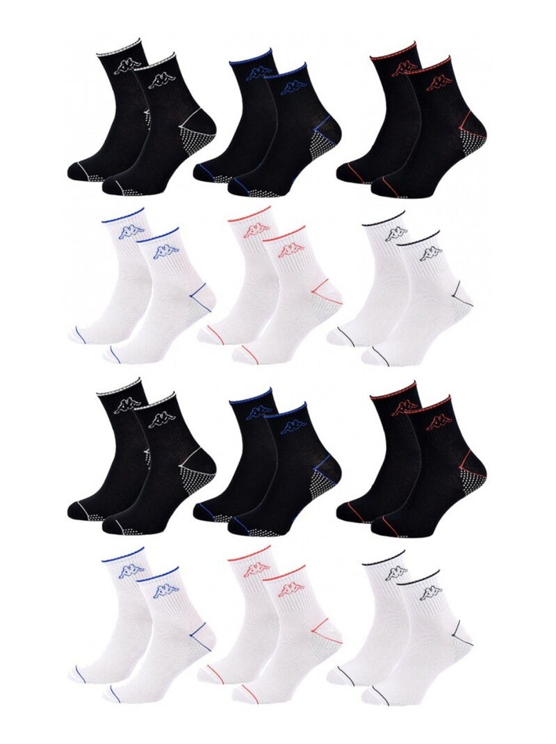 Chaussettes Homme QUARTER KAPPA - Pack de 12 Blanc Noir - Kiabi