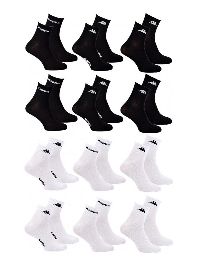 Chaussettes Homme QUARTER KAPPA - Pack de 12 Noir Blanc - Kiabi