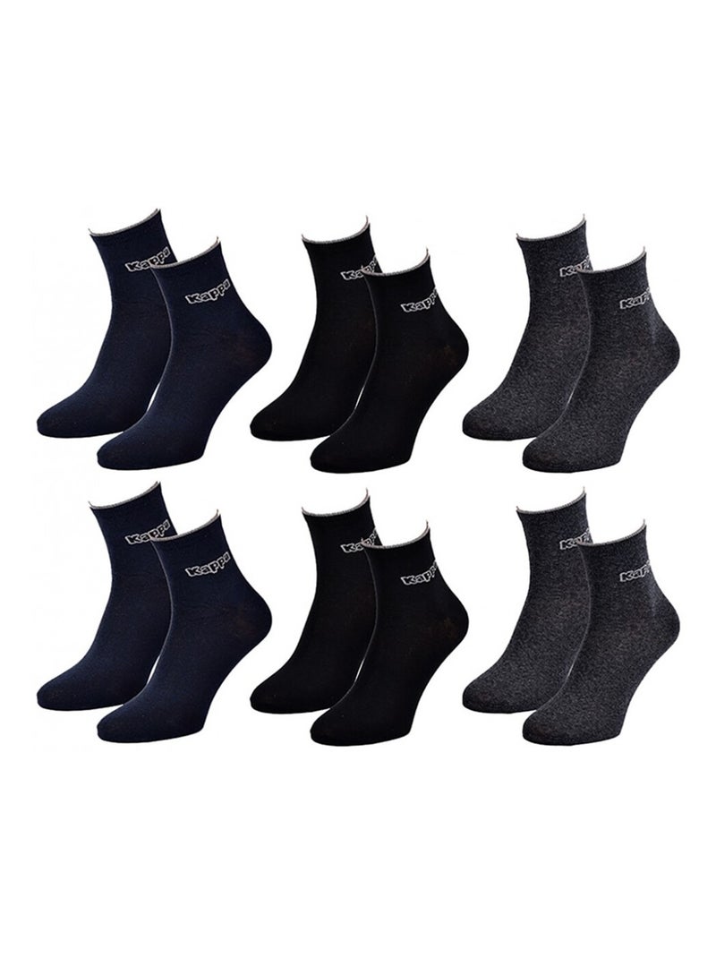 Chaussettes Homme QUARTER KAPPA - Pack de 6 Bleu Noir Gris - Kiabi
