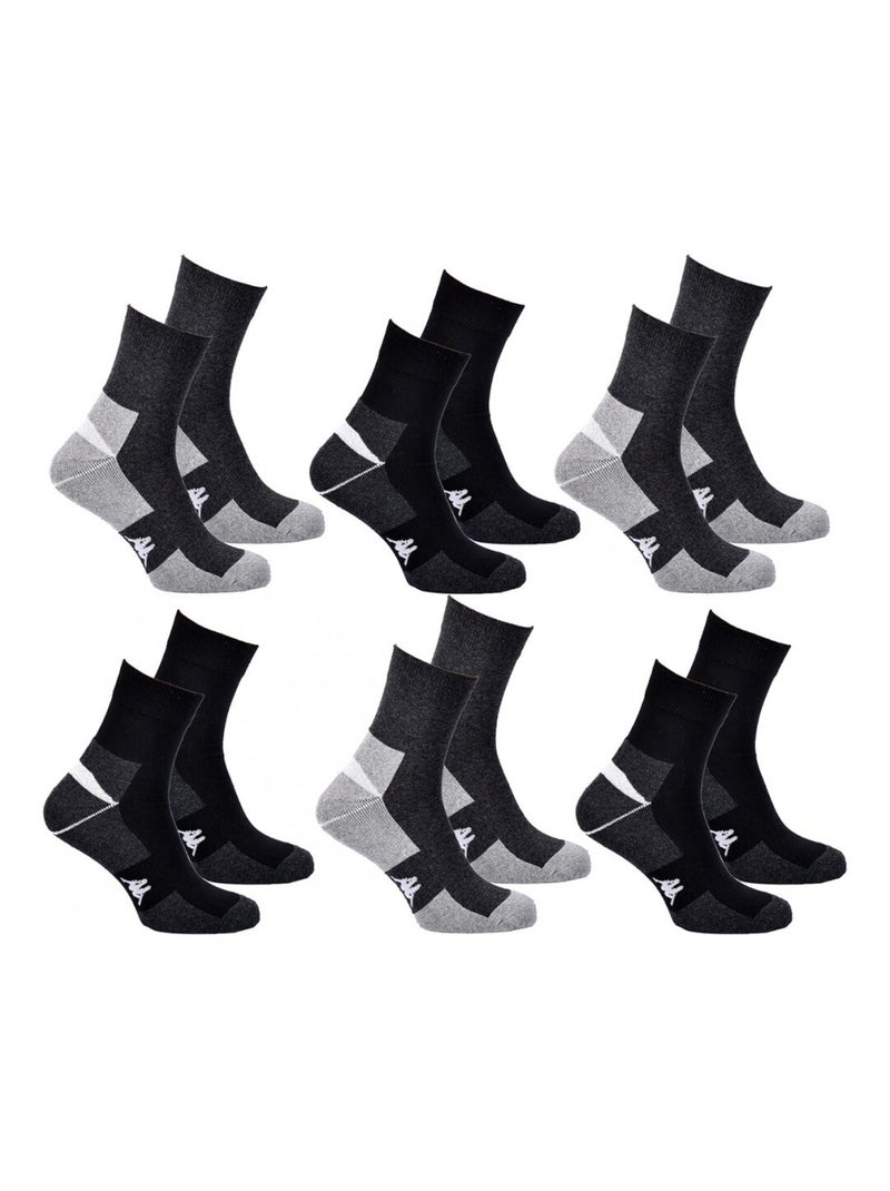 Chaussettes Homme QUARTER KAPPA - Pack de 6 Gris Gris clair Blanc - Kiabi