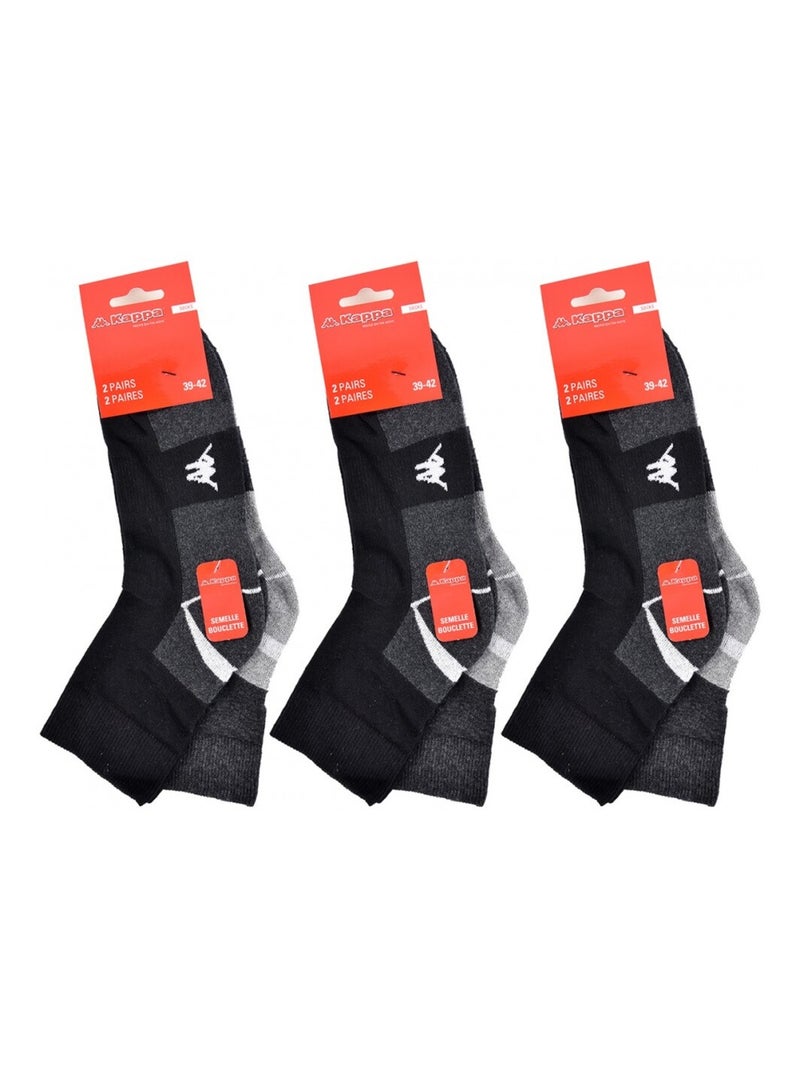 Chaussettes Homme QUARTER KAPPA - Pack de 6 Gris Gris clair Blanc - Kiabi