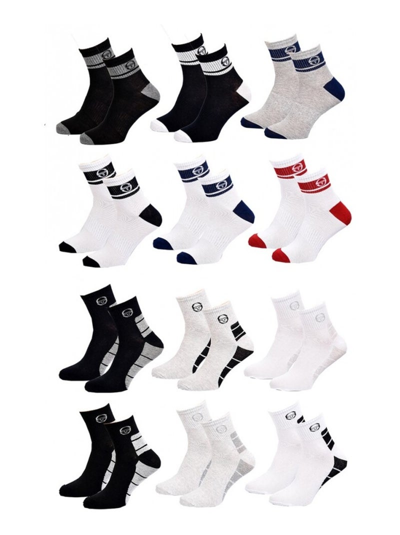 Chaussettes homme Sergio Tacchini Socquettes QUARTER - Pack de 12 Multicolore - Kiabi