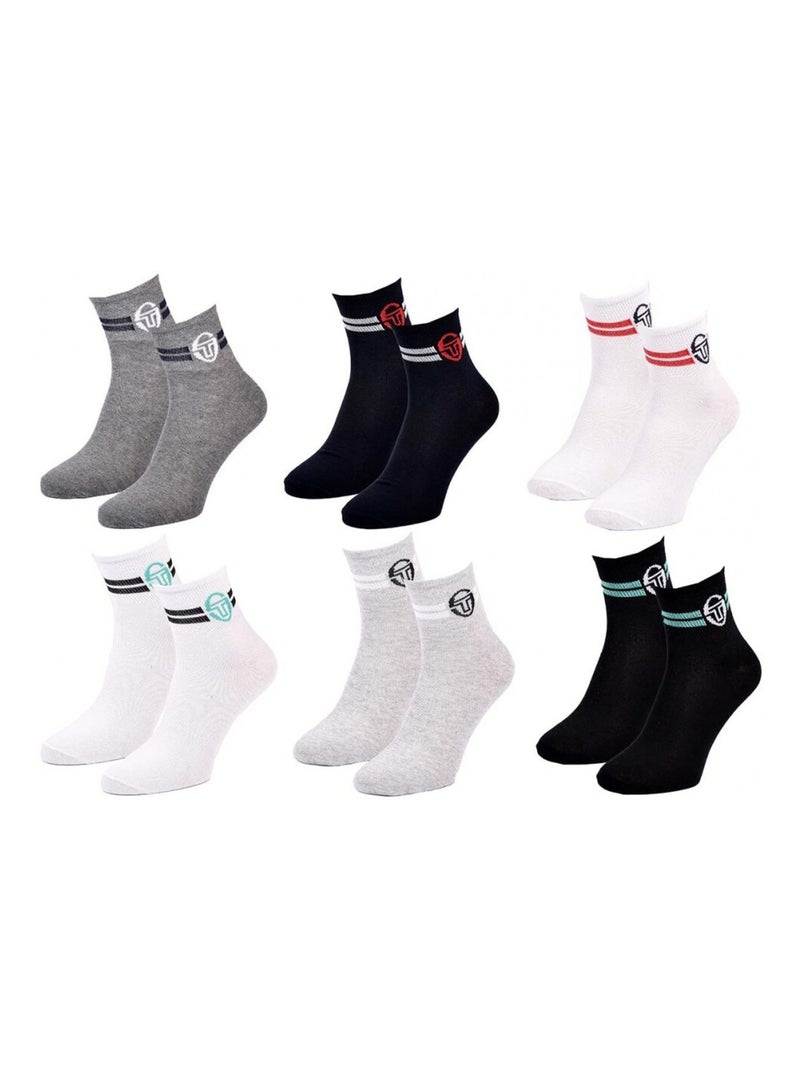 Chaussettes homme Sergio Tacchini Socquettes QUARTER - Pack de 6 Multicolore - Kiabi