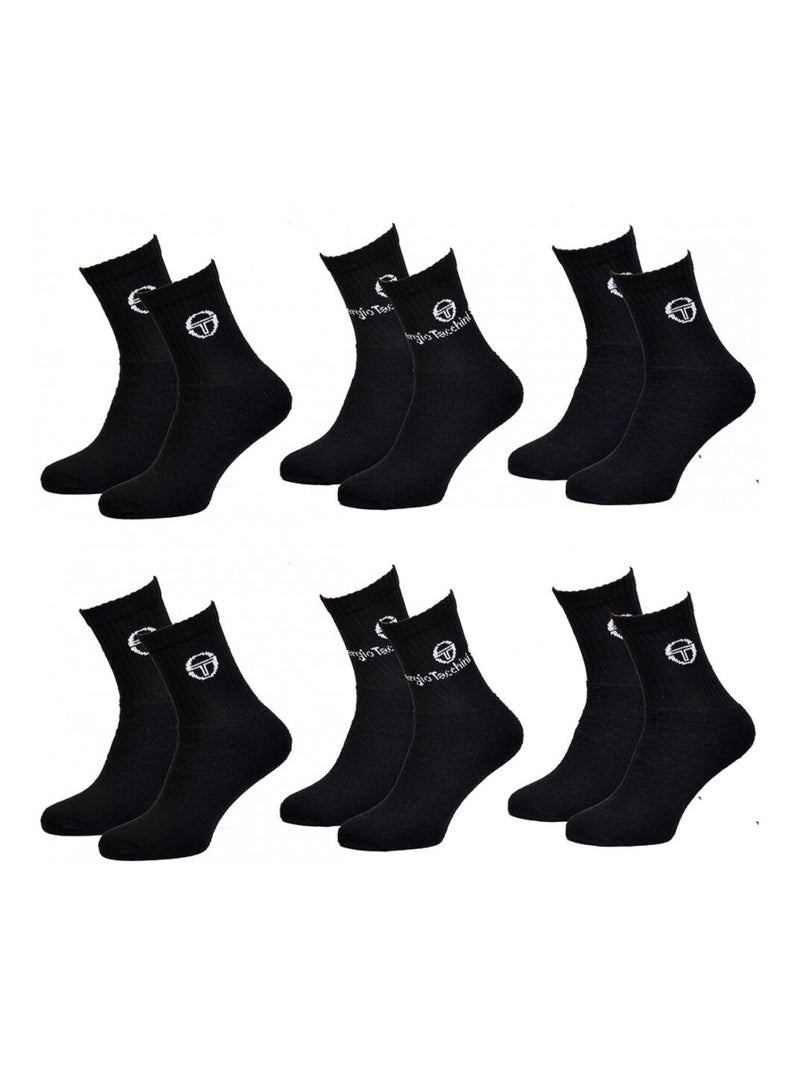Chaussettes homme Sergio Tacchini Tennis - Pack de 6 Noir - Kiabi