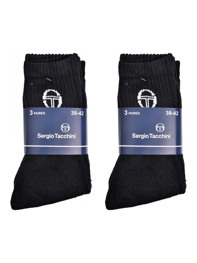 Chaussettes homme Sergio Tacchini Tennis - Pack de 6 Noir - Kiabi