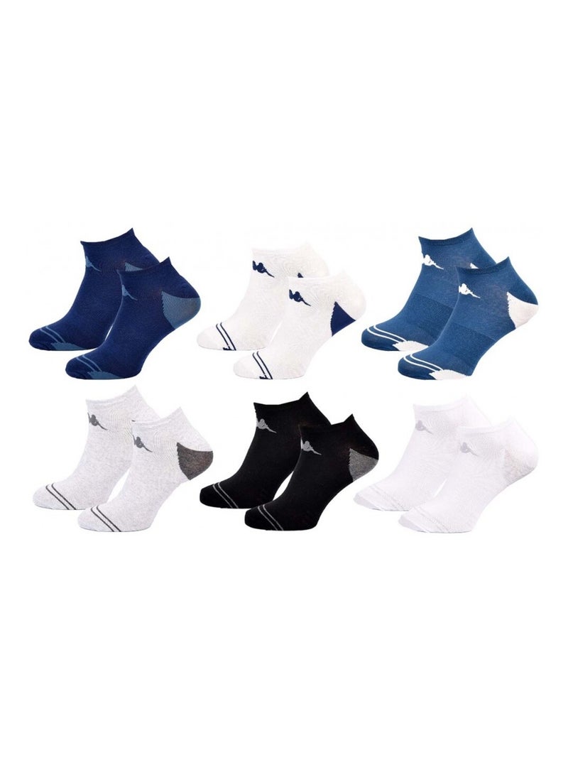 Chaussettes Homme SNEAKER KAPPA - Pack de 6 Blanc Bleu ciel Noir - Kiabi