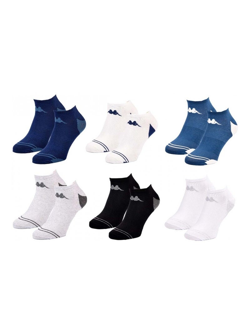 Chaussettes Homme SNEAKER KAPPA - Pack de 6 Blanc Bleu ciel Noir - Kiabi