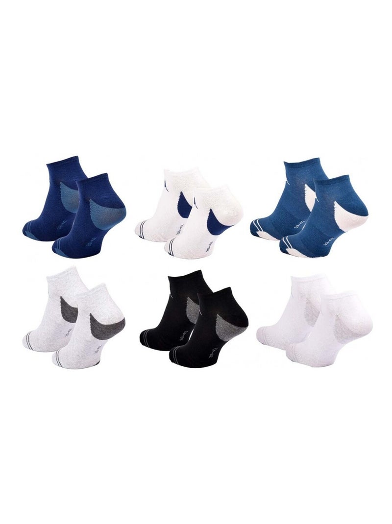 Chaussettes Homme SNEAKER KAPPA - Pack de 6 Blanc Bleu ciel Noir - Kiabi