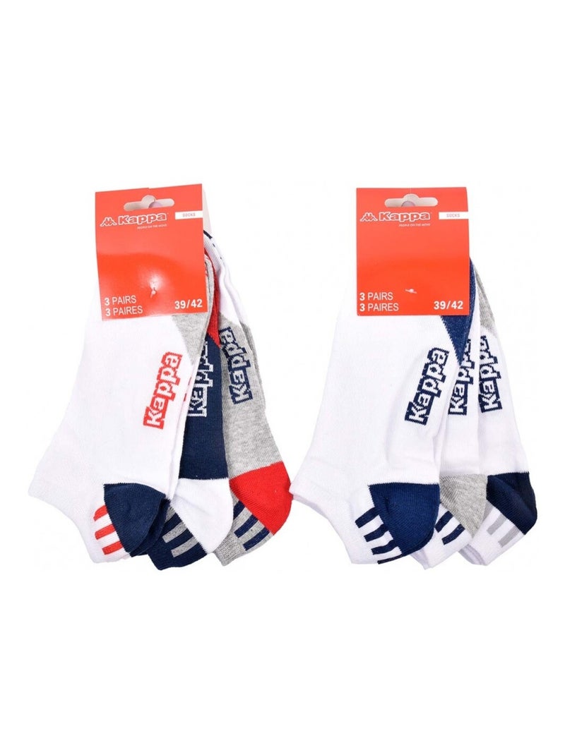 Chaussettes Homme SNEAKER KAPPA - Pack de 6 Blanc Gris Bleu - Kiabi