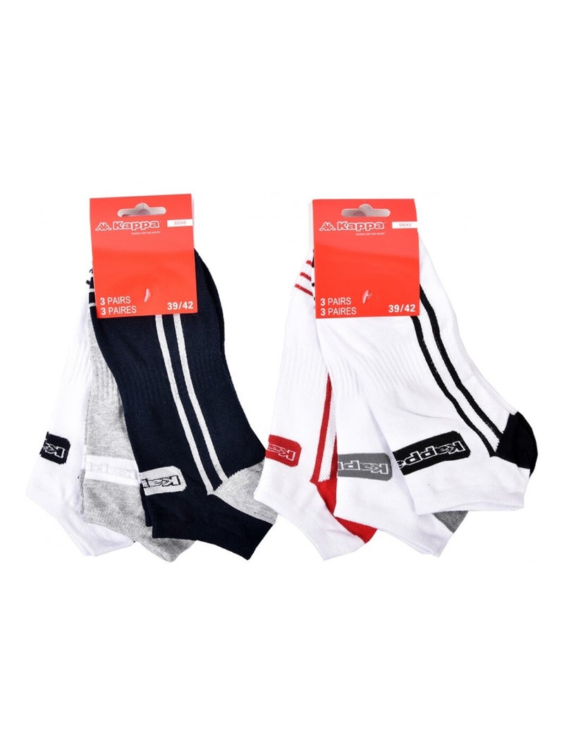 Chaussettes Homme SNEAKER KAPPA - Pack de 6 Blanc Noir Gris - Kiabi