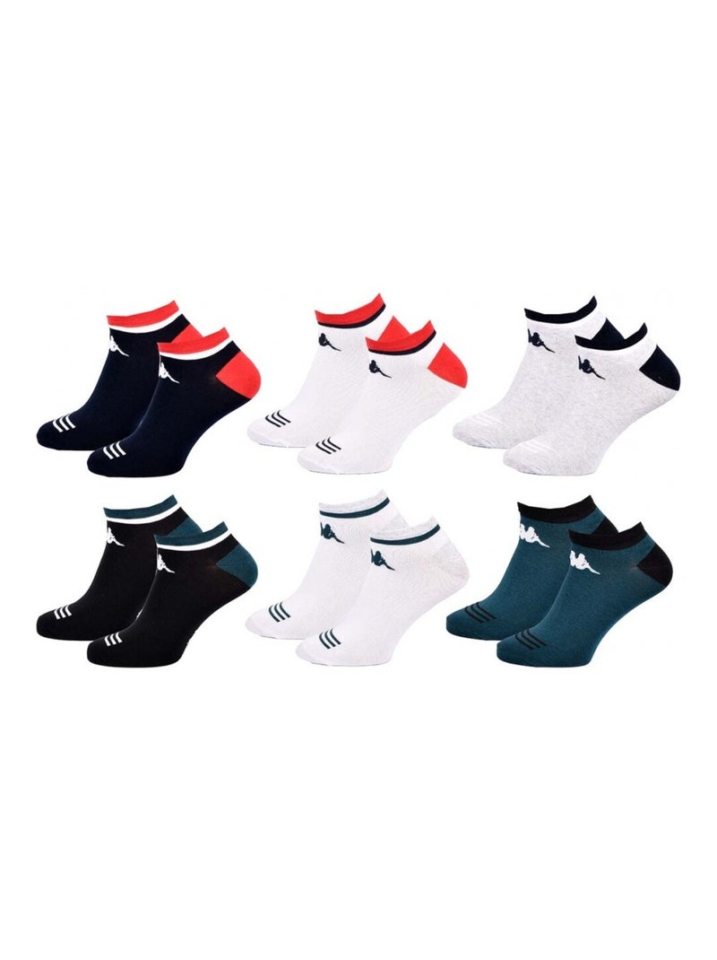 Chaussettes Homme SNEAKER KAPPA - Pack de 6 Noir Blanc Gris Rouge - Kiabi