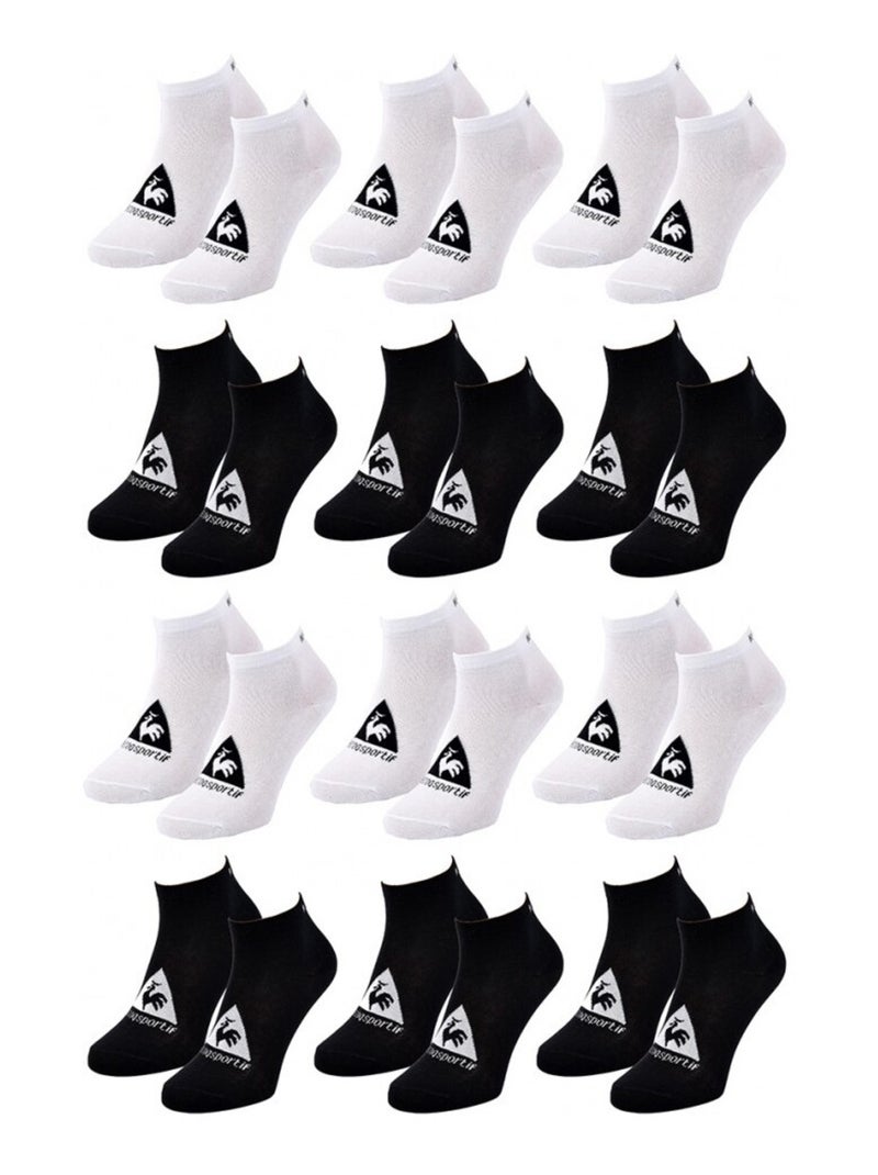 Chaussettes homme SNEAKER Le Coq Sportif - Pack de 12 Blanc Noir - Kiabi