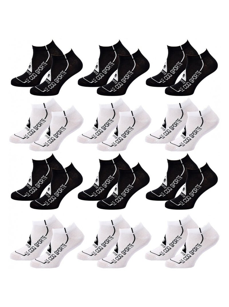Chaussettes homme SNEAKER Le Coq Sportif - Pack de 12 Noir Blanc Blanc - Kiabi